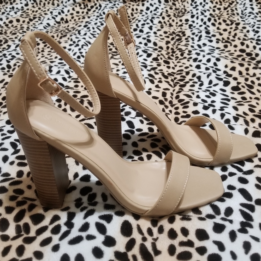 Nude Ankle Strap Heels